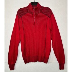 Carbon Men's Red Quarter Zip Ribbed 90s Y2K Cyberpunk Tech Noir Sweater Size M